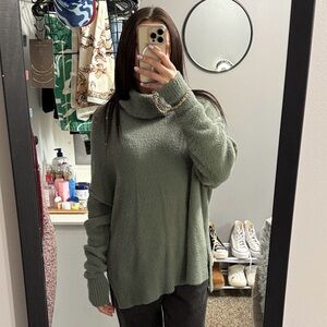 aerie Olive Green Cowl Neck Sweater